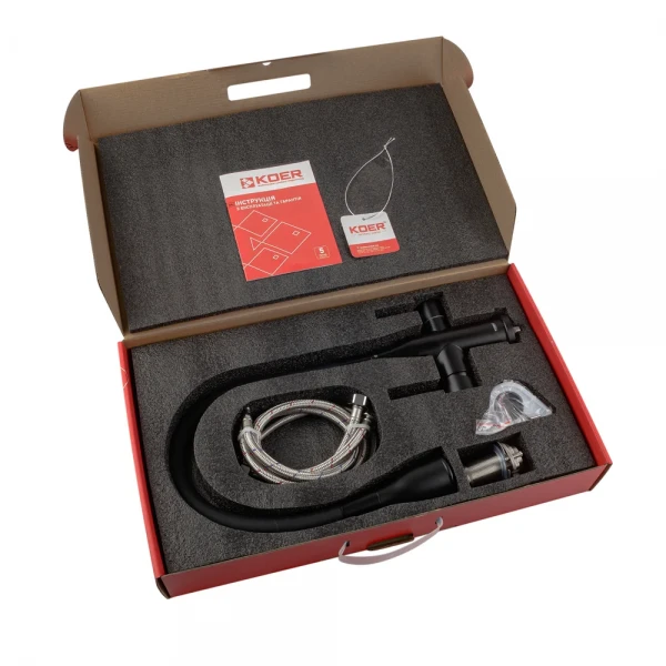 Смеситель для кухни Koer KI-72024-05 с выходом для питьевой воды (нерж. сталь) (KR5012)