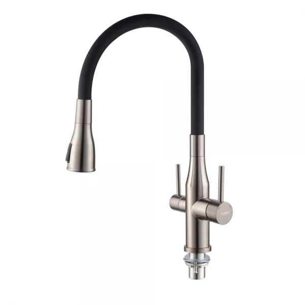 Смеситель для кухни Koer KI-72024-07 с выходом для питьевой воды (нерж. сталь) (KR5013)