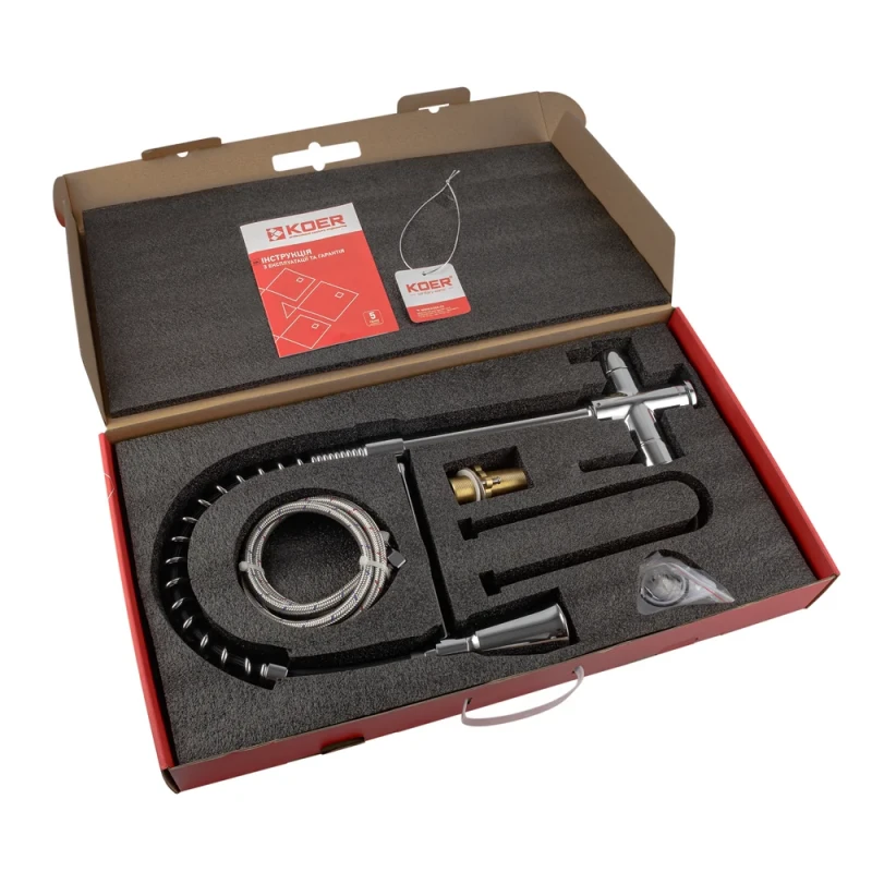 Смеситель для кухни Koer KB-72025-01 с выходом для питьевой воды (излив – пружина) (KR5014)