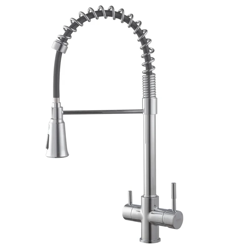 Смеситель для кухни Koer KB-72025-01 с выходом для питьевой воды (излив – пружина) (KR5014)