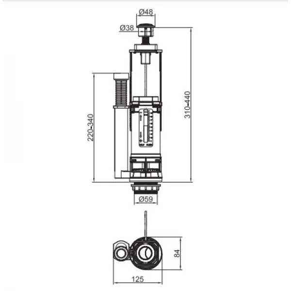 Арматура спускна тросова з двома режимами зливу Koer KT-0201 (кнопка хромована) (KR5057)