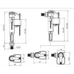 Комплект арматури Koer KT-0301-1/2" (спускна 2-х + наповнювальна з універс. підключенням) (KR5058)