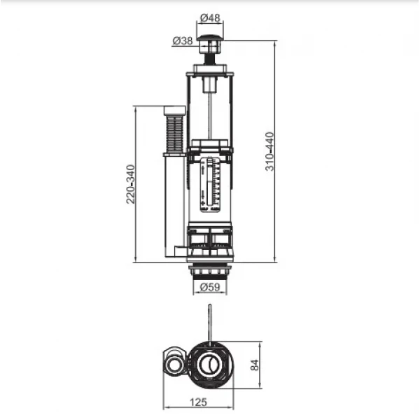 Комплект арматури Koer KT-0301-1/2" (спускна 2-х + наповнювальна з універс. підключенням) (KR5058)