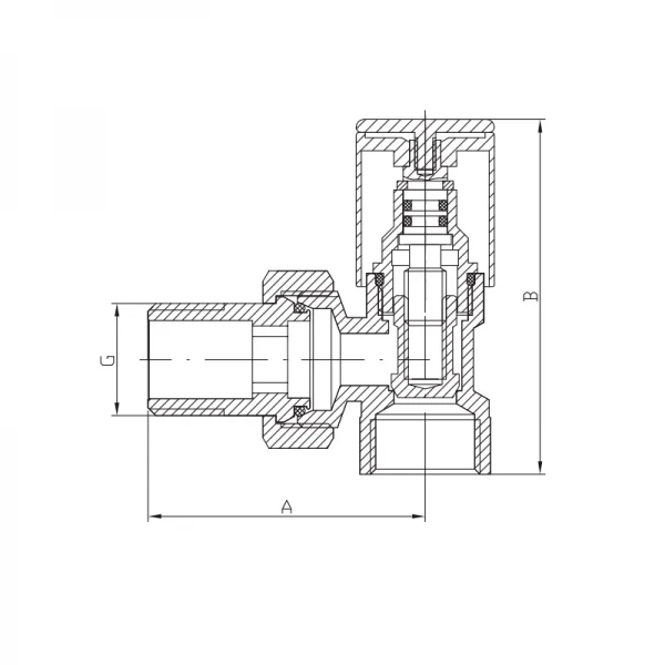 Кран для полотенцесушителя угловой Koer KR.531.Black - 1/2" (KR5103)
