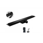 Душовий трап із нержавіючої сталі Koer FD08-70x500-GLASS Black 70x500мм зі склян. панеллю (KR5139)