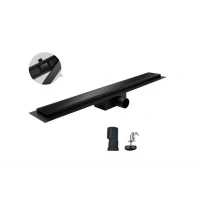 Душовий трап з нержавіючої сталі SUS304 зі скляною панеллю Koer FD08-70x800-Glass Black (KR5142)