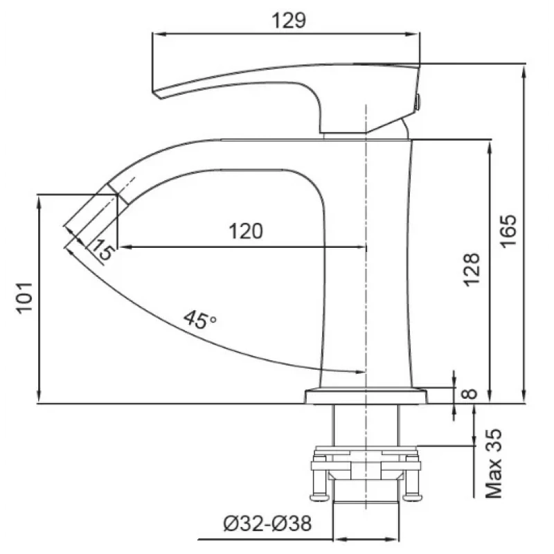 Змішувач для умивальника Koer KB-12007-04 (Колір хром+білий) (KR5151)