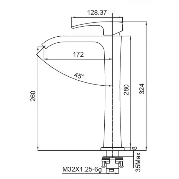 Смеситель для умывальника Koer KB-13007-07 высокий (Цвет графит) (KR5154)