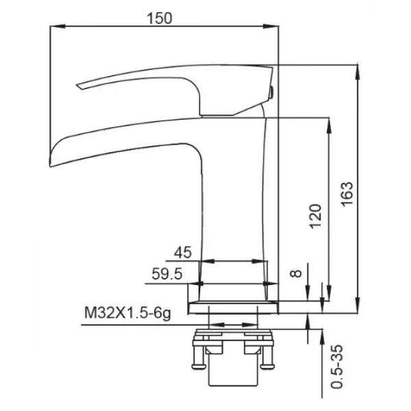 Смеситель для умывальника Koer KB-14007-04 водопад (Цвет хром+белый) (KR5155)