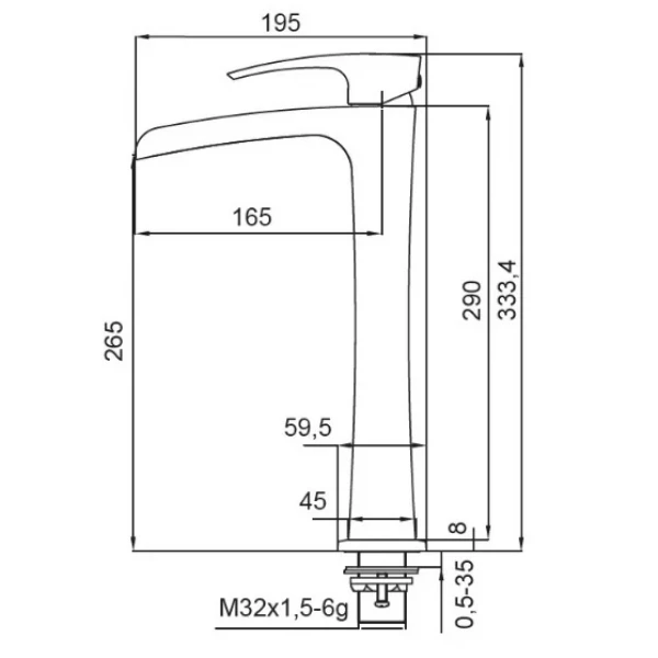 Смеситель для умывальника Koer KB-15007-04 высокий водопад (Цвет хром+белый) (KR5156)