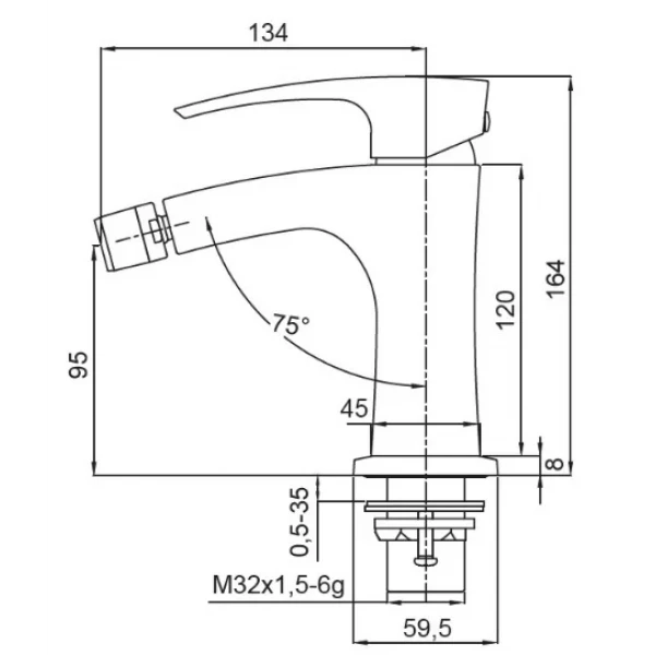 Смеситель для биде Koer KB-20007-04 (Цвет хром+белый) (KR5158)