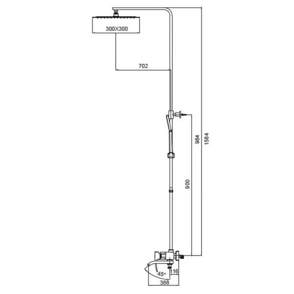 Душевая колонна KOER KB-56007-04 со смесителем, 3 функции (Цвет хром+белый) (KR5159)