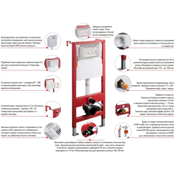 Комплект інсталяційний для унітазу Koer KT-0401 (без панелі змиву) (KR5166)