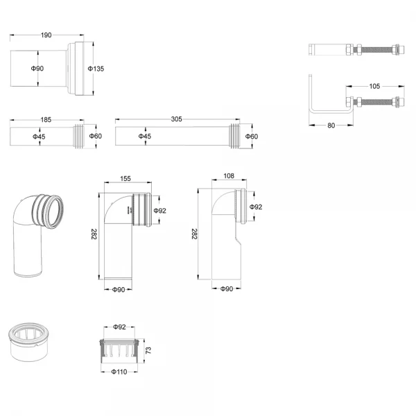 Комплект інсталяційний для унітазу Koer KT-0502-05 (з пан. змиву KT-0602-05 Чорна матова +звукоіз.) (KR5173)