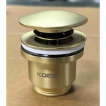Донний клапан для раковини універсальний (з/без переливу) Koer PW-01-12 автоматичний (Click-Clack) (Колір золото матове) 1 1/4'' (KR5194)
