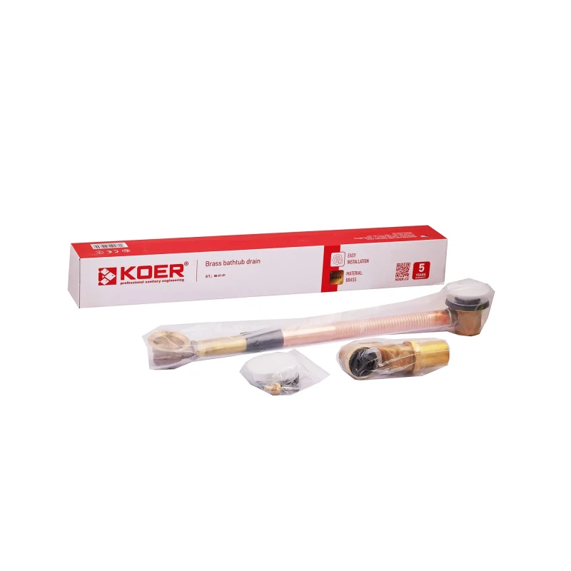 Сифон для ванни Koer BD-01-01 з переливом та випуском ''СLICK-СLACK'', латунь (KR5196)