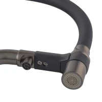 Змішувач для кухні Koer KB-74027-02 з функцією "водоспад" та чорним силіконовим виливом (KR5201)