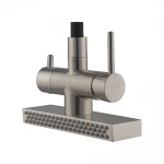 Смеситель для кухни Koer KB-74027-02 с функцией "водопад" и черным силиконовым изливом (KR5201)