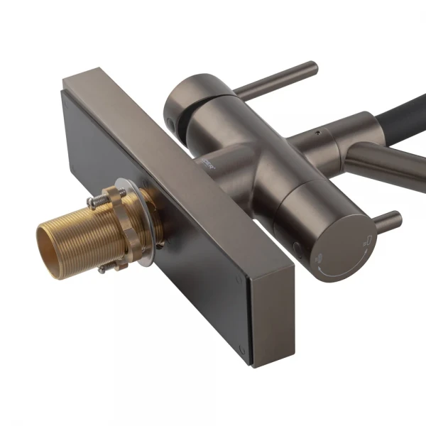 Смеситель для кухни Koer KB-74027-07 с функцией "водопад" и черным силиконовым изливом (KR5203)