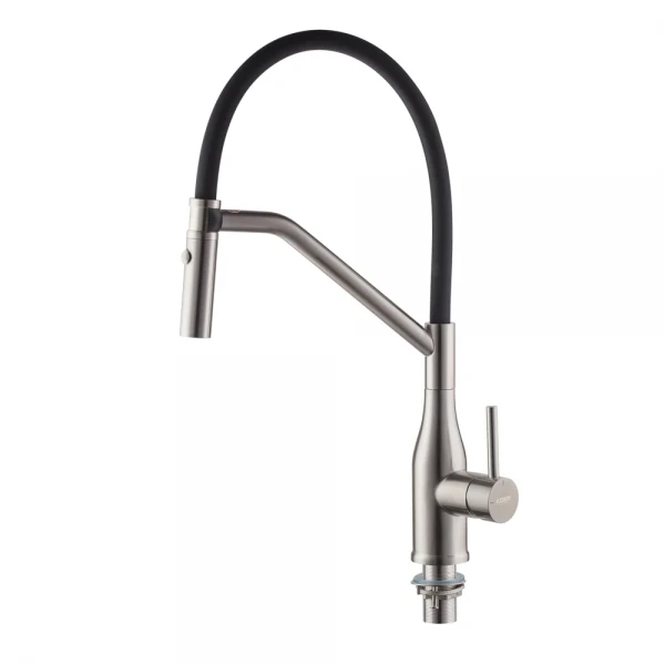 Смеситель для кухни Koer KI-70026-02 с черным силиконовым изливом (KR5209)