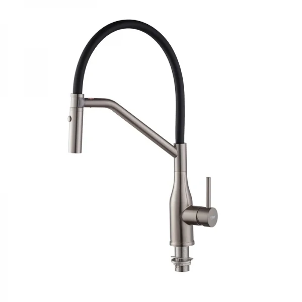 Смеситель для кухни Koer KI-70026-07 с черным силиконовым изливом (KR5211)