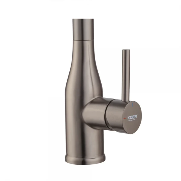 Смеситель для кухни Koer KI-70026-07 с черным силиконовым изливом (KR5211)