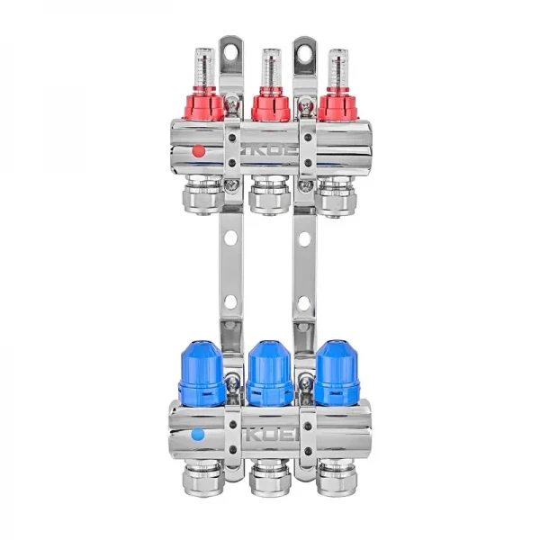 Коллекторный блок с расходомерами и евроконусами Koer KR.1210-3 - 1"x3 WAYS (KR5265)