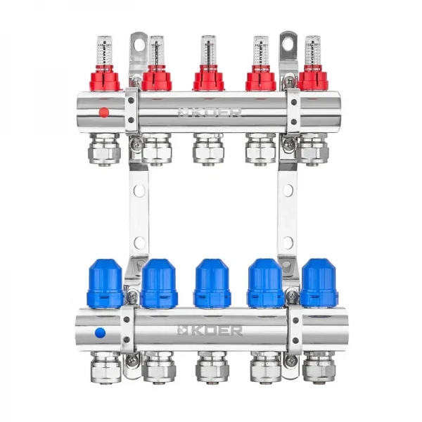 Колекторний блок з витратомірами та євроконусами Koer KR.1210-5 - 1