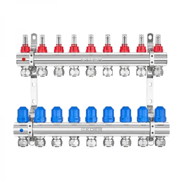 Коллекторный блок с расходомерами и евроконусами Koer KR.1210-9 - 1"x9 WAYS (KR5271)