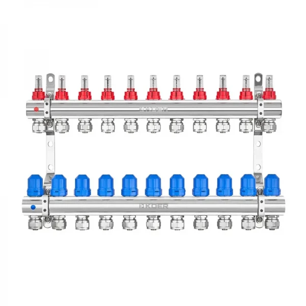 Коллекторный блок с расходомерами и евроконусами Koer KR.1210-11 - 1"x11 WAYS (KR5273)