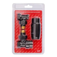 Комплект для підключення радіатора Koer SET-24.Black - 1/2'' кутовий з термоголовкою (KR5283)