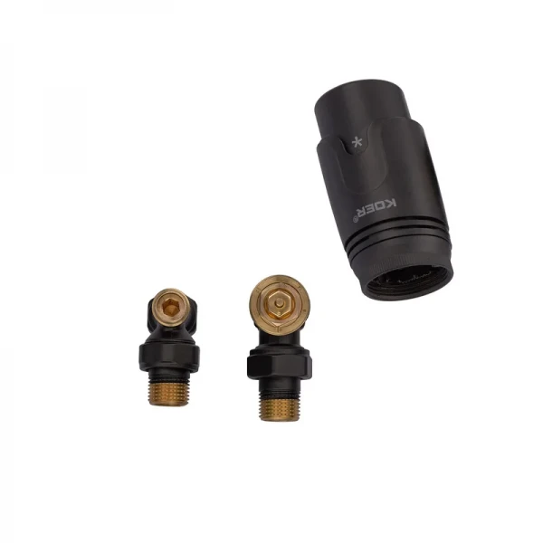 Комплект для подключения радиатора Koer SET-24.Black - 1/2'' угловой с термоголовкой (KR5283)