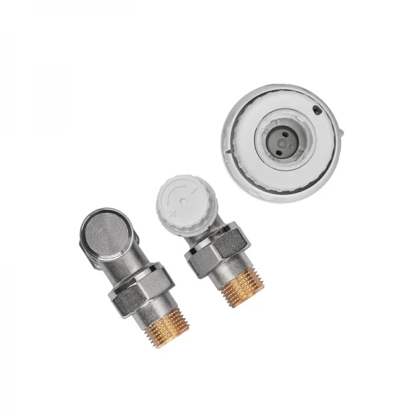 Комплект для подключения радиатора Koer SET-23 - 1/2'' угловой с термоголовкой, кликовый крепеж (KR5284)