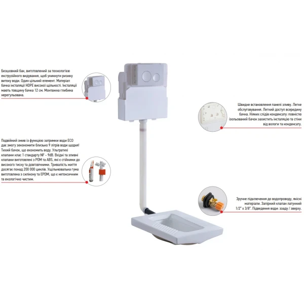 Інсталяційний бачок для чаші Генуя Koer KT-0406 420x120x1200mm без панелі змиву (KR5315)