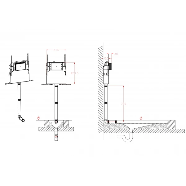 Інсталяційний бачок для чаші Генуя Koer KT-0406 420x120x1200mm без панелі змиву (KR5315)