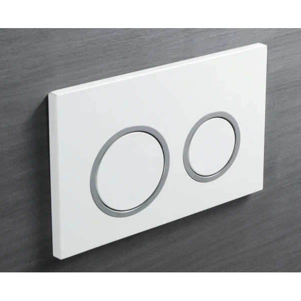 Панель змиву Koer KT-0605-03 220x140x12mm пластикова, кнопка кругла (колір білий) (KR5316)