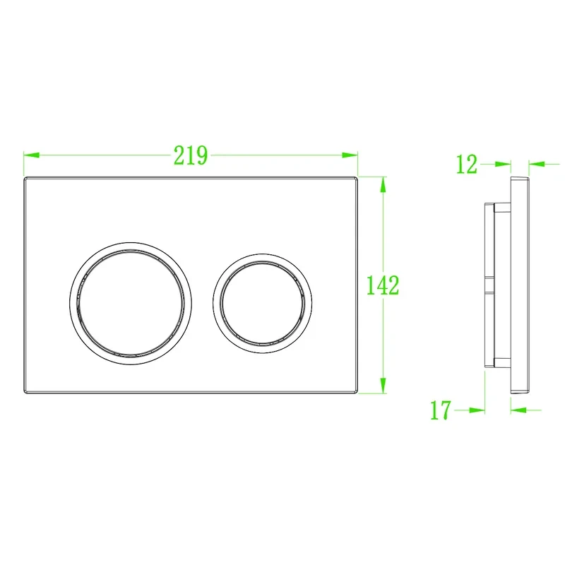 Панель змиву Koer KT-0605-03 220x140x12mm пластикова, кнопка кругла (KR5316)
