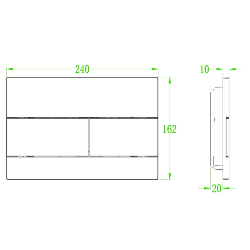 Панель змиву Koer KT-0603-01 240x160x10mm пластикова, кнопка лінійна (KR5319)