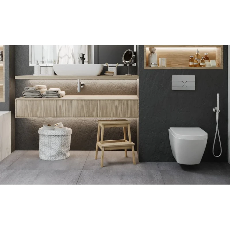 Панель змиву Koer KT-0604-01 240x160x10mm пластикова, кнопка закруглена (KR5323)