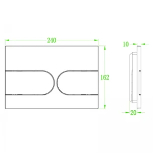 Панель змиву Koer KT-0604-01 240x160x10mm пластикова, кнопка закруглена (KR5323)