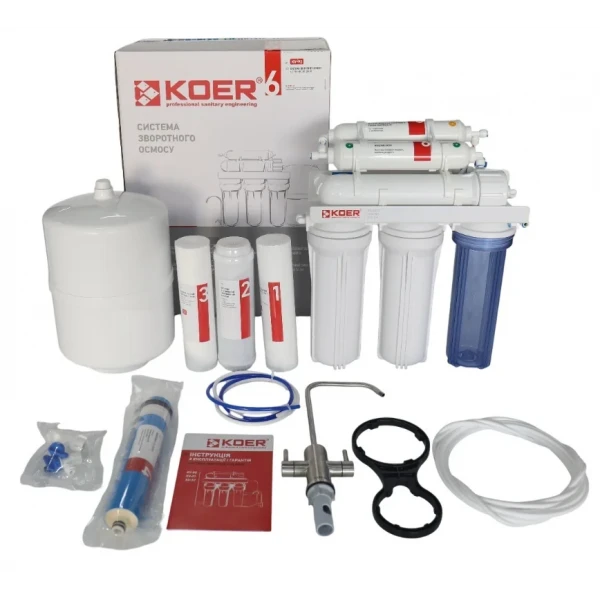 Система обратного осмоса с минерализатором KOER KV-92 6 ступеней, мембрана 75 галлон (KR5328)