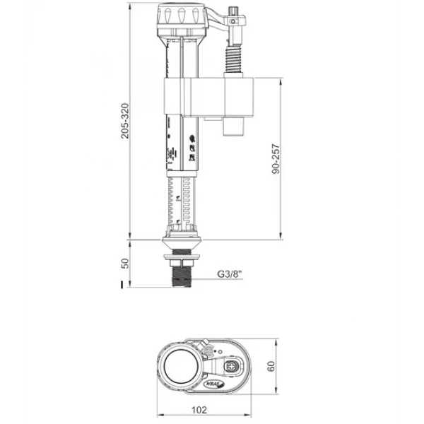 Арматура НАПОВНЮВАЛЬНА KOER KT-0103-3/8