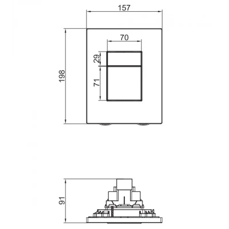 Панель змиву пластикова Koer KT-0607-07 157x198x3mm, кнопка квадратна (KR5345)