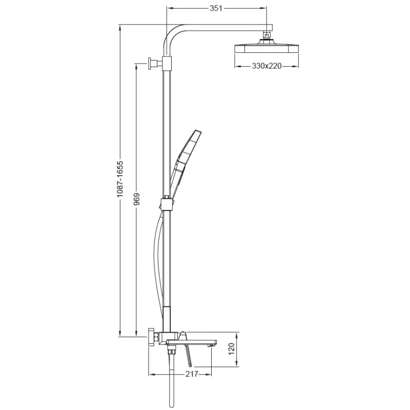 Душевая колонна со смесителем Koer KB-56031-01, 3 функции (KR5438)