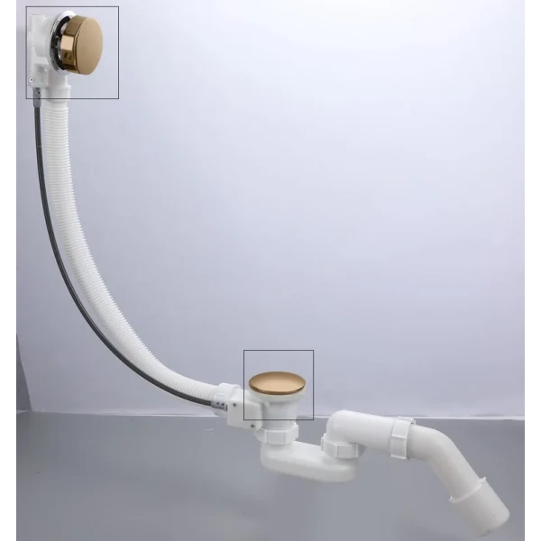 Комплект накладок до сифону для ванни Koer BD-04-12 НАПІВАВТОМАТ (Колір золото матове) 1 1/2'' (KR5445)