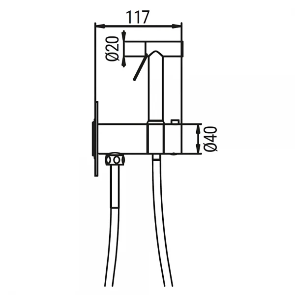 Змішувач для гігієнічного душу Koer KB-24029-01 термостатичний вбудований, колір хром (KR5485)