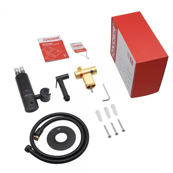 Змішувач для гігієнічного душу Koer KB-24029-05 термостатичний вбудований, колір чорний (KR5494)