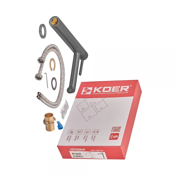 Високий змішувач для умивальника Koer KB-11029-07 латунний графітовий (KR5496)