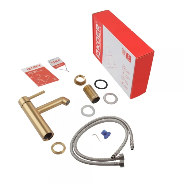 Смеситель для умывальника Koer KB-10029-12 Цвет матовое золото (KR5501)