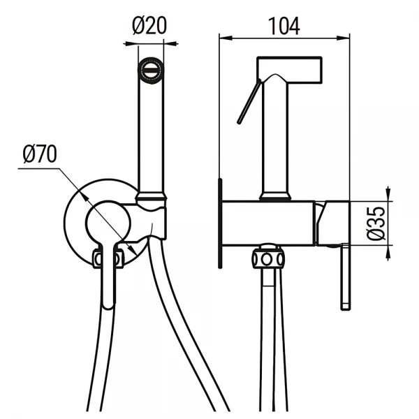 Змішувач для гігієнічного душу Koer KB-23029-12 Колір матове золото (KR5504)